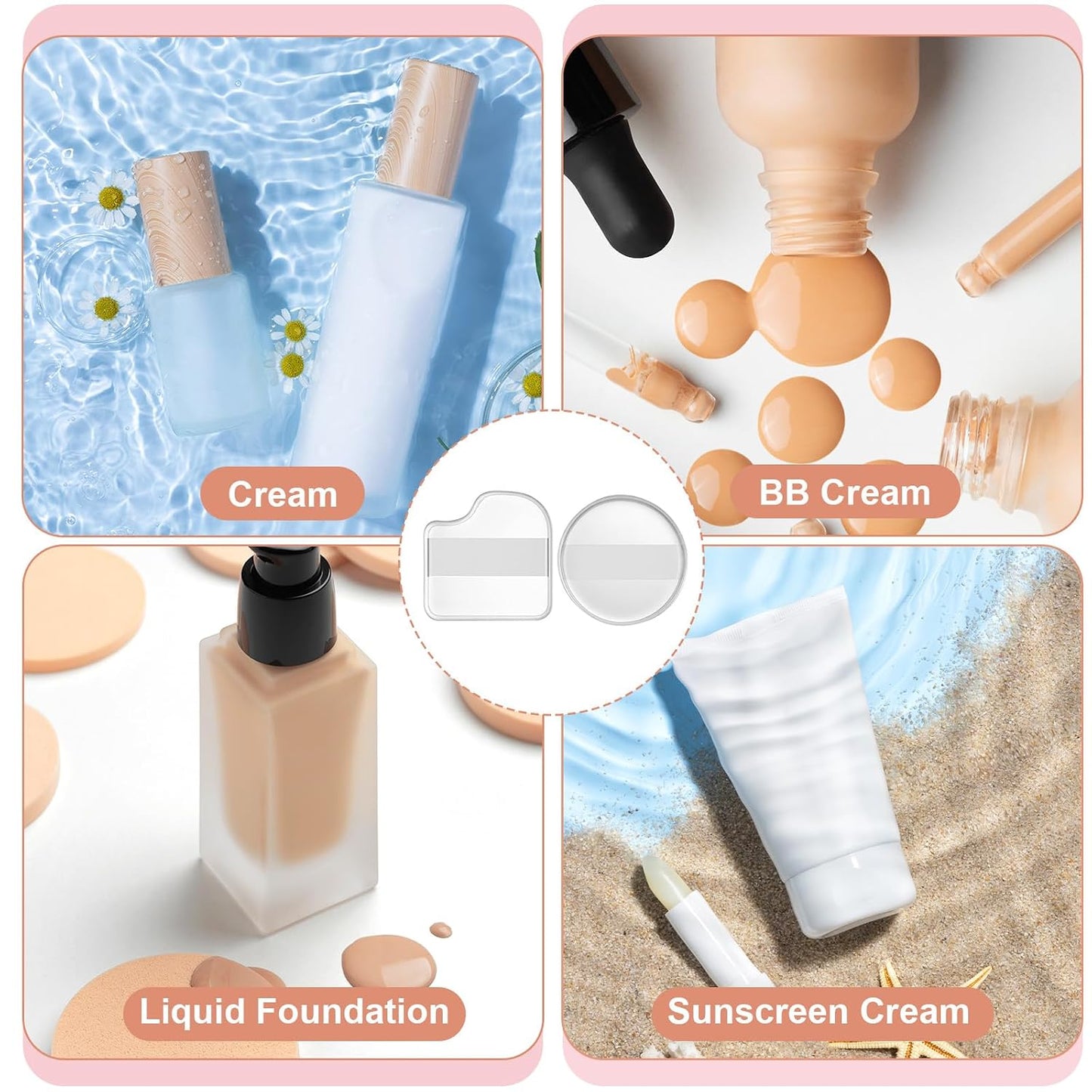 3Pcs Silicone Makeup Sponge – Clear Non-Absorbent Jelly Makeup Sponge, Reusable & Washable Foundation Applicator for Liquid, Cream, Concealer, Blush, Highlighter – Flawless Finish, No Product Waste
