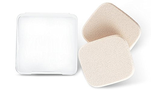 2pcs Square Makeup Sponges with 1 Travel Case, Beauty Face Primer Compact Powder Puff, Blender Sponge Replacement for Cosmetic Flawless Foundation