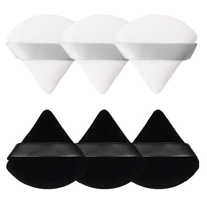 6 Pcs Powder Puff, Face Soft Triangle Makeup Puff Velour Makeup Sponge for Loose Powder (Black)