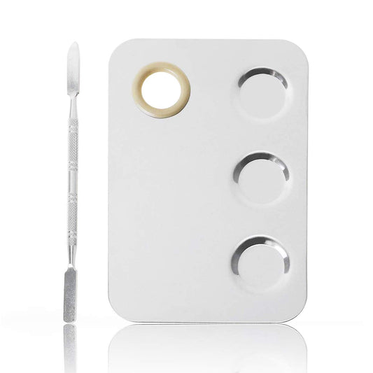 Makeup Mixing Palette, KissDate Makeup Spatula Palette with Foundation Spatula, Stainless Steel Makeup Palette Mixing Tray Nail Art Foundation
