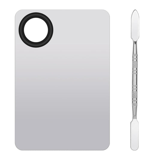 Stainless Steel Cosmetic Makeup Palette,Foundation Spatula,Makeup Mixing Foundation Nail Mixing Palette,Professional Cosmetic Mixing Makeup Palettes Spatula Makeup Artist Tool（1 Pcs）