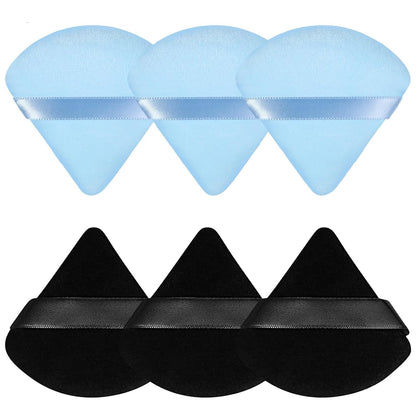 6 Pcs Powder Puff, Face Soft Triangle Makeup Puff Velour Makeup Sponge for Loose Powder (Black)