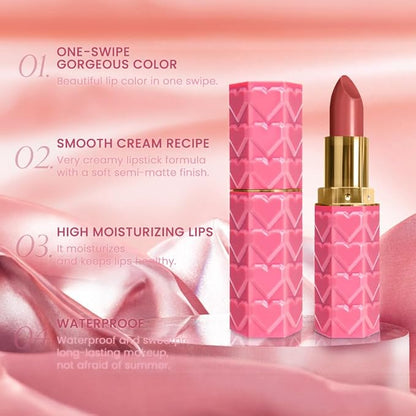3Pcs Nude Pink Beige Rose Mauve Matte Lipstick Pack Sets for Women Silky Velvet Lipstick Matte Long Lasting Smudge Proof Lipstick Lip Stain Makeup Set Kit matte lipstick 24 hours original 03