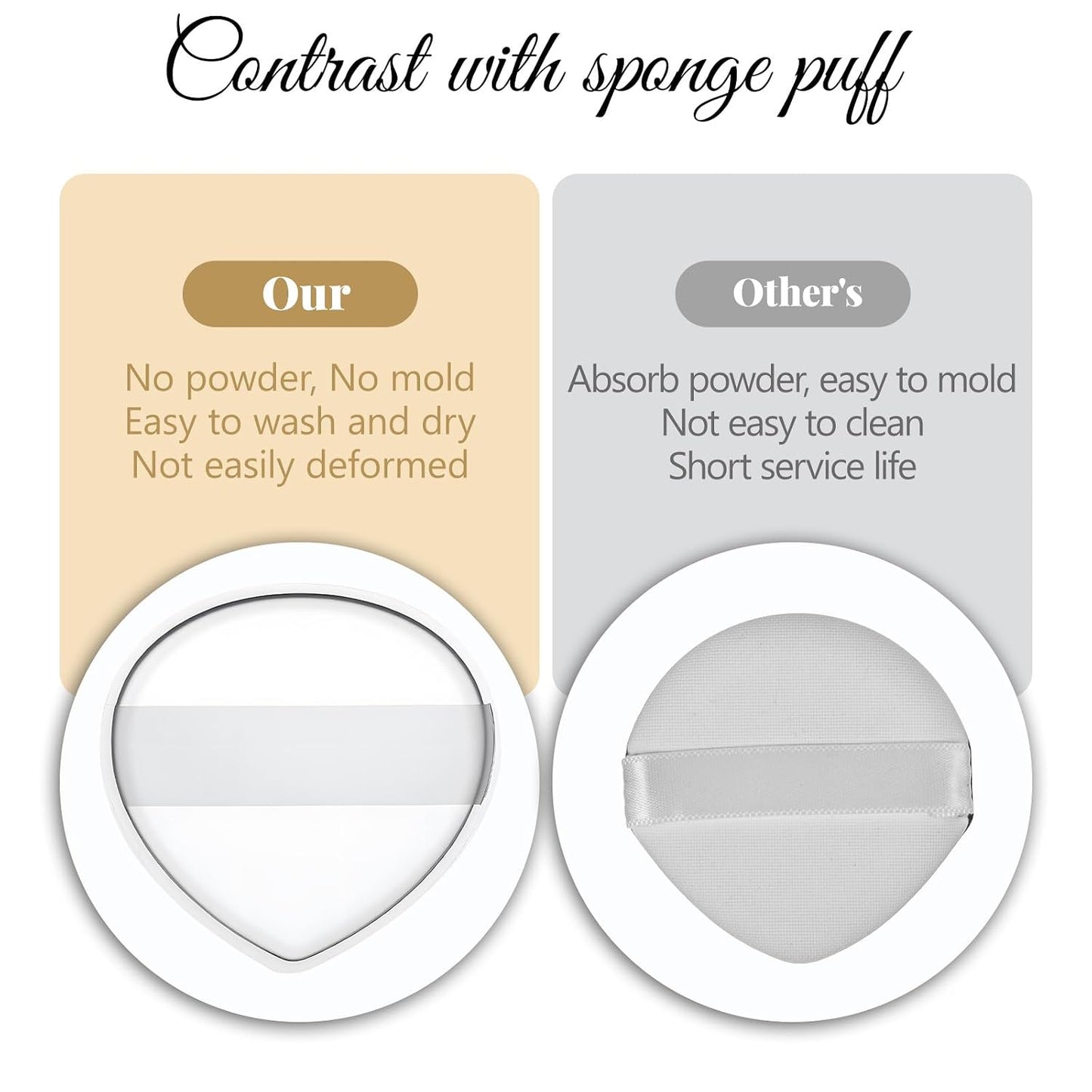 2Pcs Silicone Makeup Sponge, Clear Jelly Makeup Applicator Non-Absorbent Silicone Washable Cosmetic Applicator for Foundation Concealer Cream Blush Highlighter