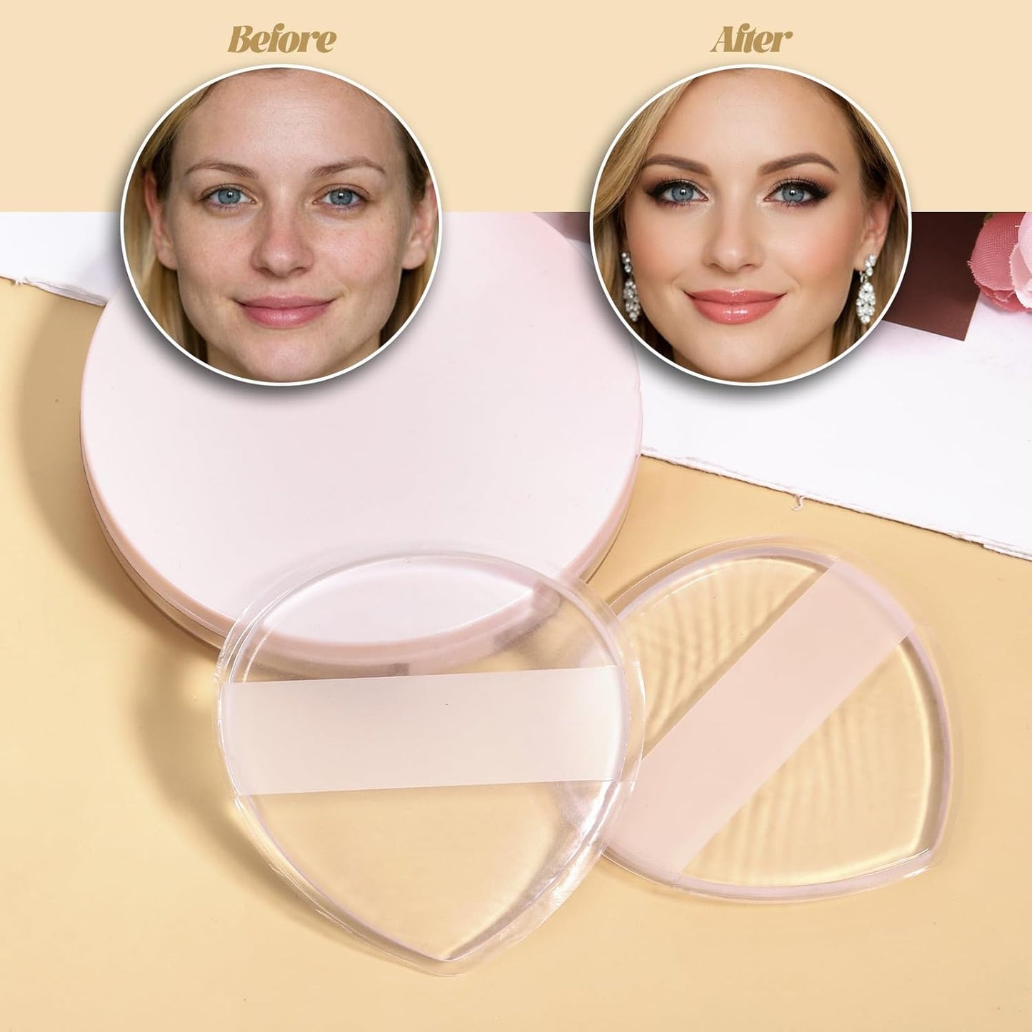 2Pcs Silicone Makeup Sponge, Clear Jelly Makeup Applicator Non-Absorbent Silicone Washable Cosmetic Applicator for Foundation Concealer Cream Blush Highlighter