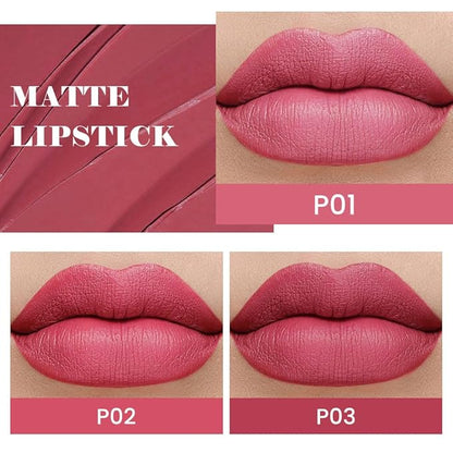 3Pcs Nude Pink Beige Rose Mauve Matte Lipstick Pack Sets for Women Silky Velvet Lipstick Matte Long Lasting Smudge Proof Lipstick Lip Stain Makeup Set Kit matte lipstick 24 hours original 03