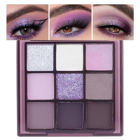 Purple Silver Eyeshadow Palette - Matte & Shimmer