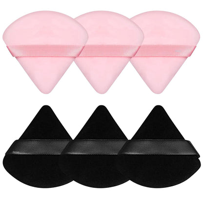 6 Pcs Powder Puff, Face Soft Triangle Makeup Puff Velour Makeup Sponge for Loose Powder (Black)