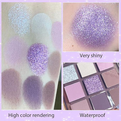 Purple Silver Eyeshadow Palette - Matte & Shimmer