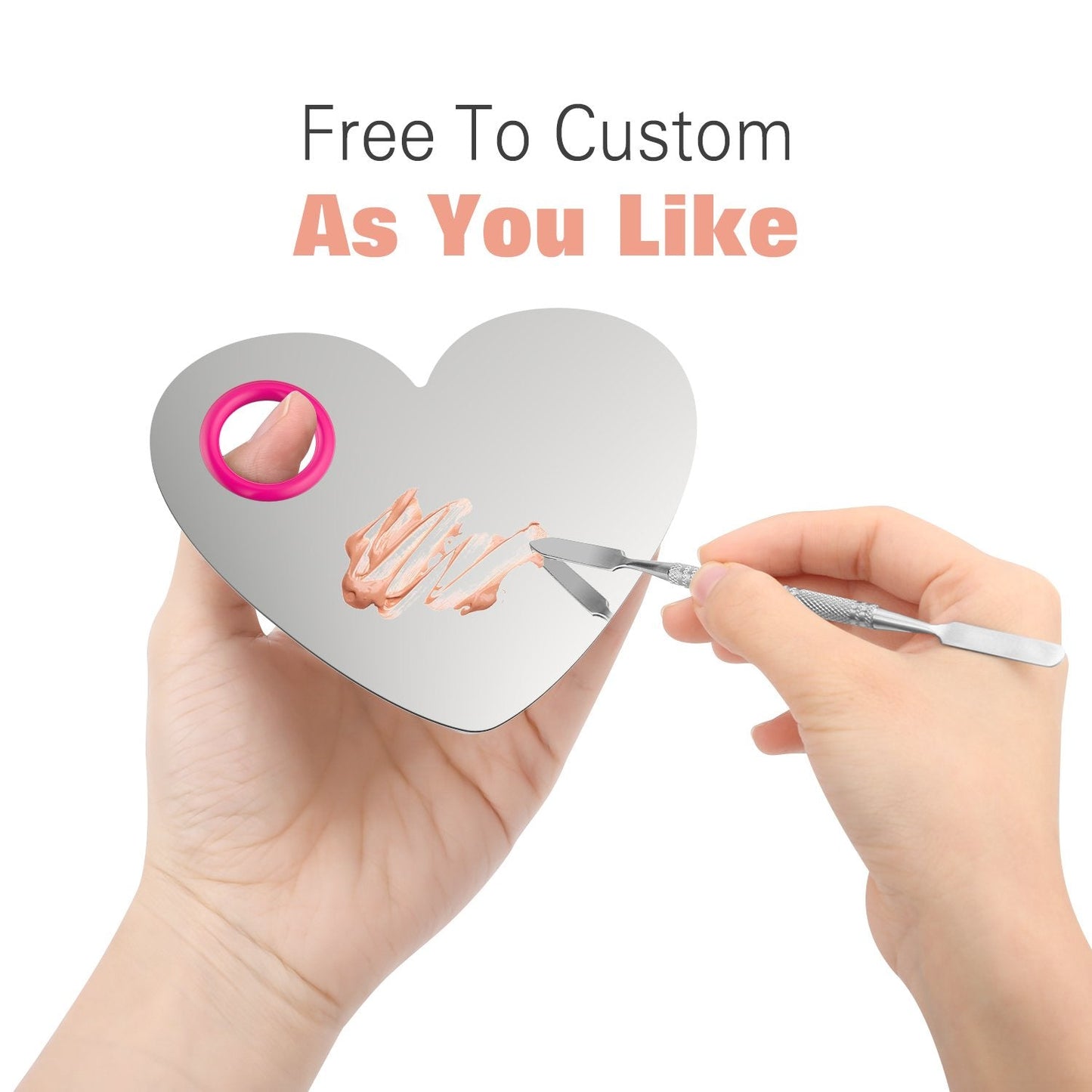 Makeup Mixing Palette, Stainless Steel Cosmetics Makeup Palette Foundation Cream Mixing Blending Artist Tool Makeup Tools with Spatula for Eyeshadow, Lipsticks, Nail Art