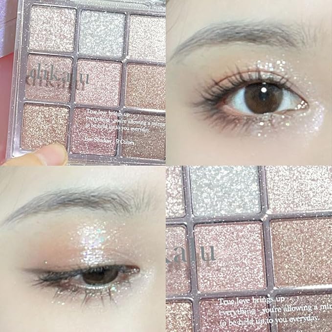 9 Colors Glitter Eyeshadow Makeup Palette, Eye Shadow Powder，Matte High Pigmented Colorful,Creamy Texture, Long LastingEyeshadow Powder Cosmetics,Natural Waterproof (10#)