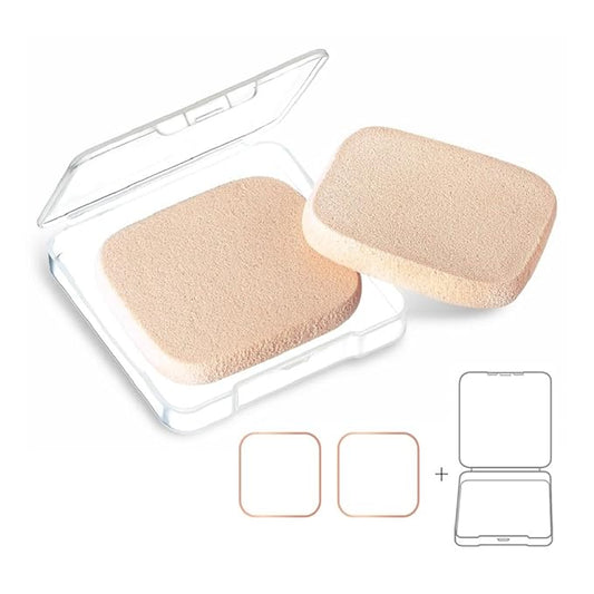 2pcs Square Makeup Sponges with 1 Travel Case, Beauty Face Primer Compact Powder Puff, Blender Sponge Replacement for Cosmetic Flawless Foundation