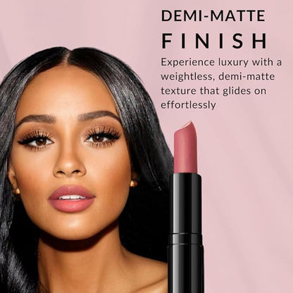Luxury Lipstick, Vibrant Lip Makeup for Women of Color or Deeper Skin Tones, Demi-Matte Texture, Hydrates and Conditions Lips