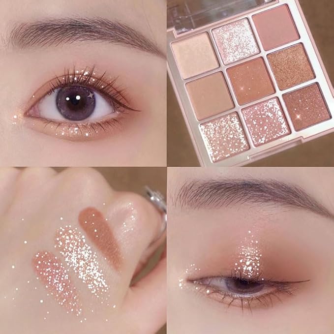 9 Colors Glitter Eyeshadow Makeup Palette, Eye Shadow Powder，Matte High Pigmented Colorful,Creamy Texture, Long LastingEyeshadow Powder Cosmetics,Natural Waterproof (10#)