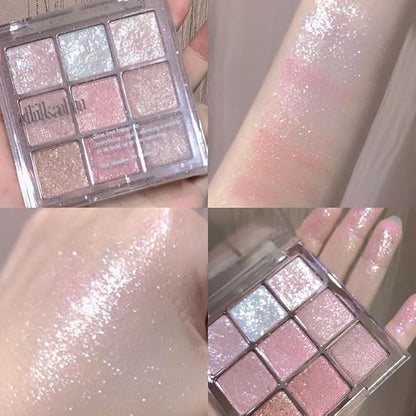 9 Colors Glitter Eyeshadow Makeup Palette, Eye Shadow Powder，Matte High Pigmented Colorful,Creamy Texture, Long LastingEyeshadow Powder Cosmetics,Natural Waterproof (10#)