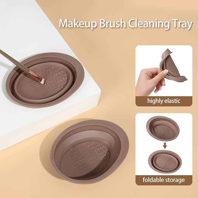 Makeup Brush Set for Foundation Concealer Eyeshadow and Travel, Include Make Up Brush, Sponge, 56PCS Brown
