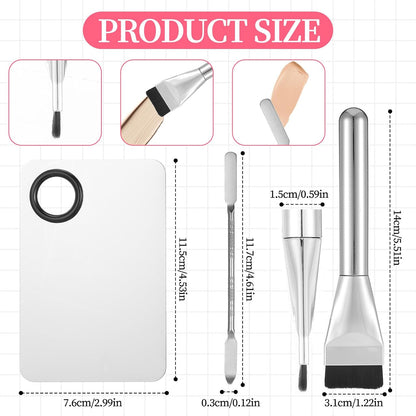 3 Pcs Make Up Spatula Tool Including Makeup Mixing Palette,Foundation Spatula,Makeup Palette Tray,Makeup Accessories Set for Women Girl Korean Makeup Cosmetic Spatula Tool(Metal)
