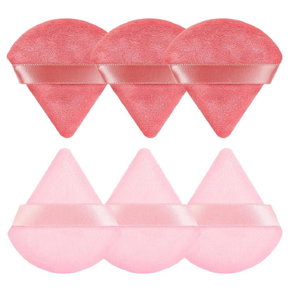 6 Pcs Powder Puff, Face Soft Triangle Makeup Puff Velour Makeup Sponge for Loose Powder (Black)