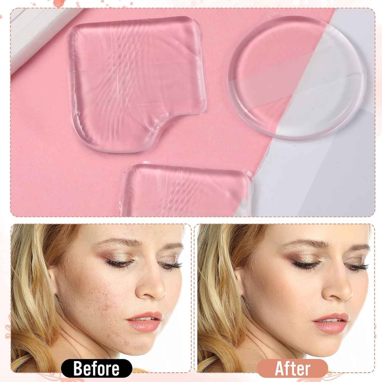 3Pcs Silicone Makeup Sponge – Clear Non-Absorbent Jelly Makeup Sponge, Reusable & Washable Foundation Applicator for Liquid, Cream, Concealer, Blush, Highlighter – Flawless Finish, No Product Waste