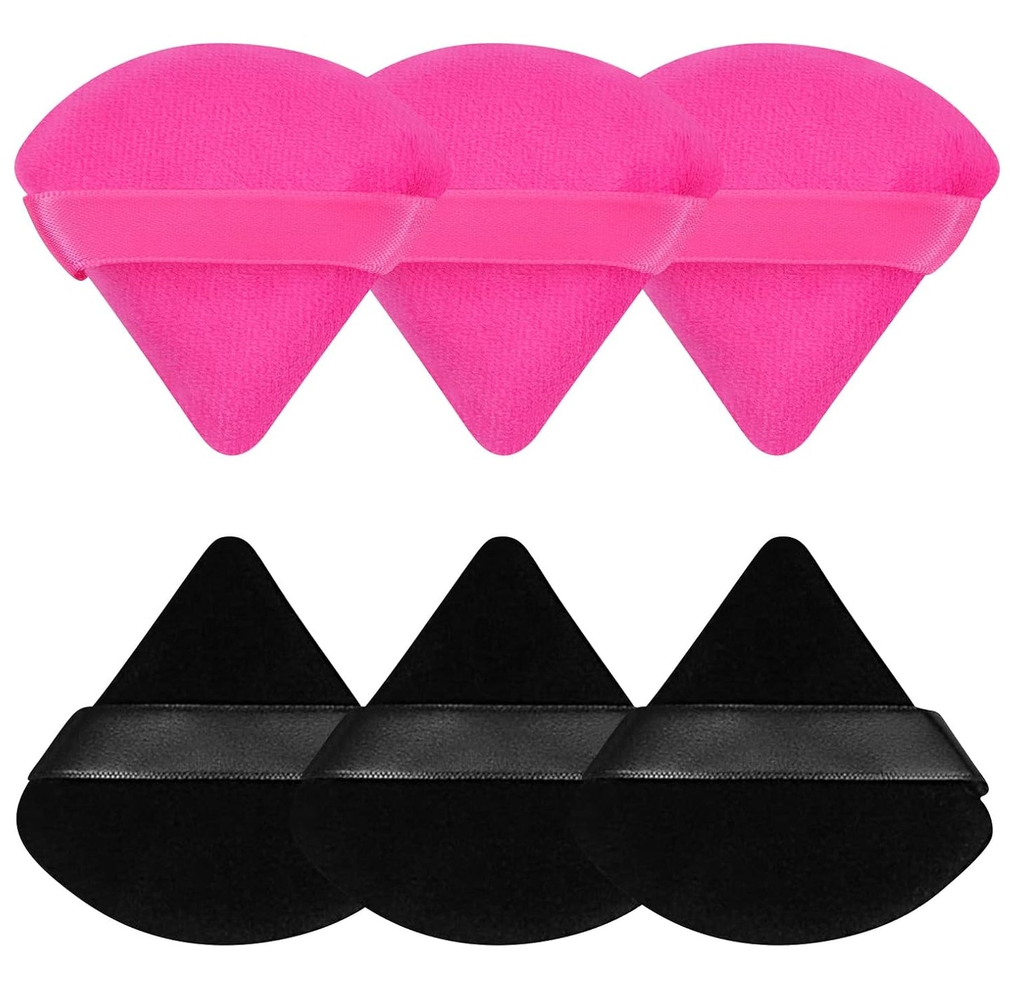 6 Pcs Powder Puff, Face Soft Triangle Makeup Puff Velour Makeup Sponge for Loose Powder (Black)