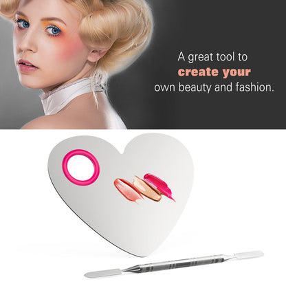 Makeup Mixing Palette, Stainless Steel Cosmetics Makeup Palette Foundation Cream Mixing Blending Artist Tool Makeup Tools with Spatula for Eyeshadow, Lipsticks, Nail Art