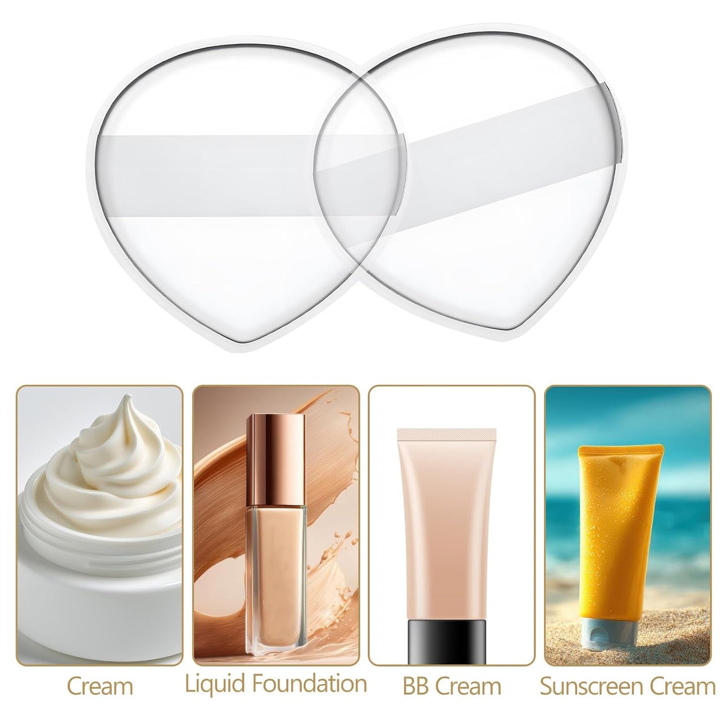 2Pcs Silicone Makeup Sponge, Clear Jelly Makeup Applicator Non-Absorbent Silicone Washable Cosmetic Applicator for Foundation Concealer Cream Blush Highlighter