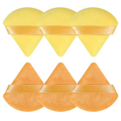 6 Pcs Powder Puff, Face Soft Triangle Makeup Puff Velour Makeup Sponge for Loose Powder (Black)