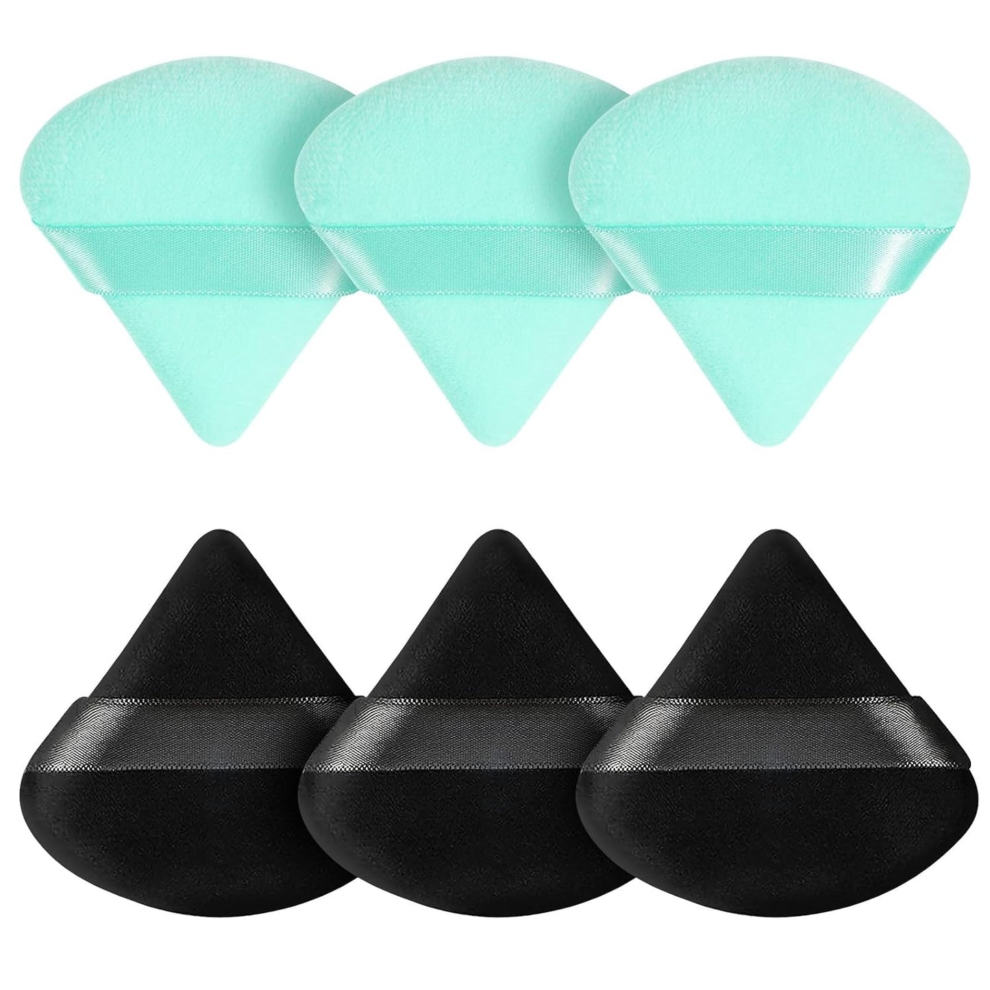 6 Pcs Powder Puff, Face Soft Triangle Makeup Puff Velour Makeup Sponge for Loose Powder (Black)