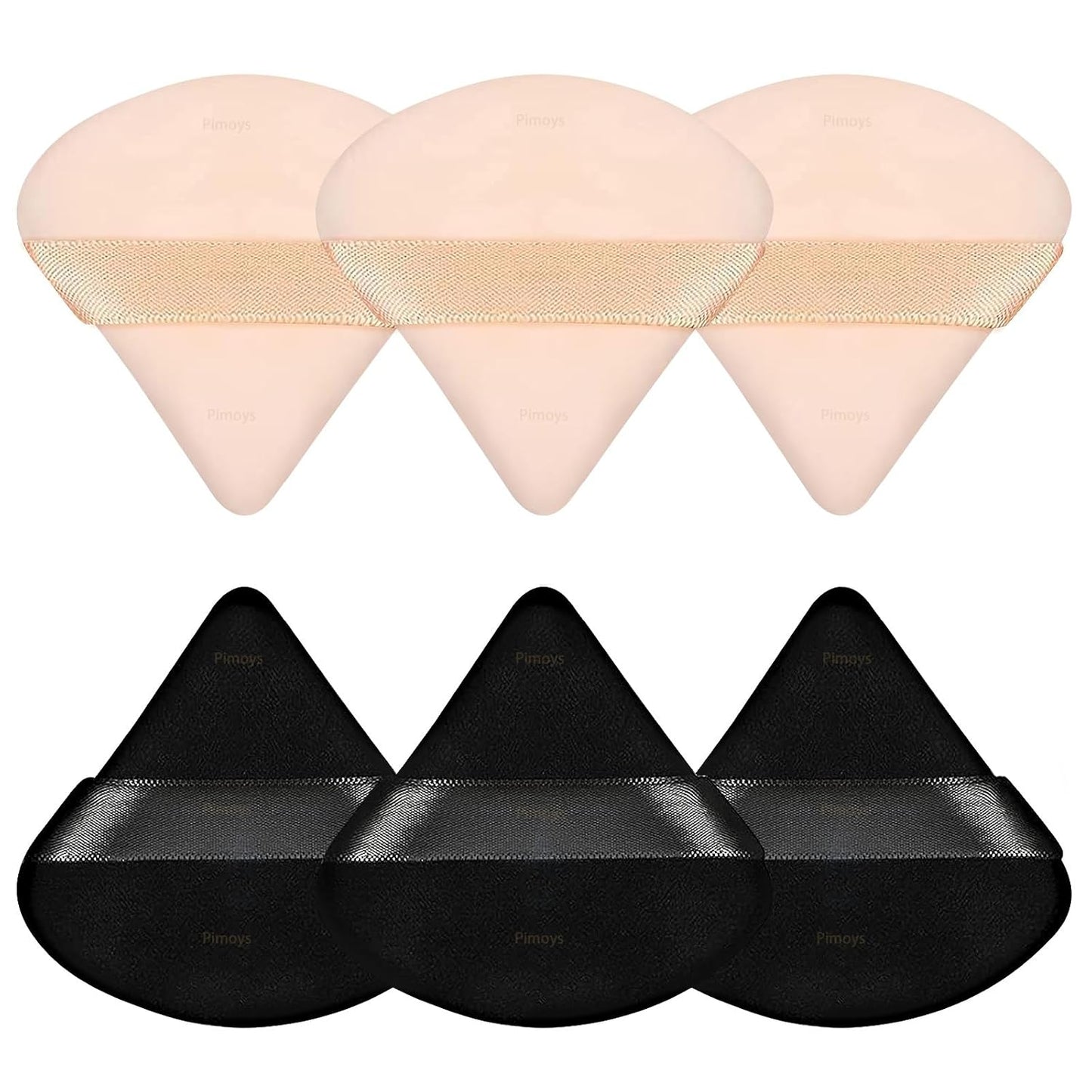 6 Pcs Powder Puff, Face Soft Triangle Makeup Puff Velour Makeup Sponge for Loose Powder (Black)