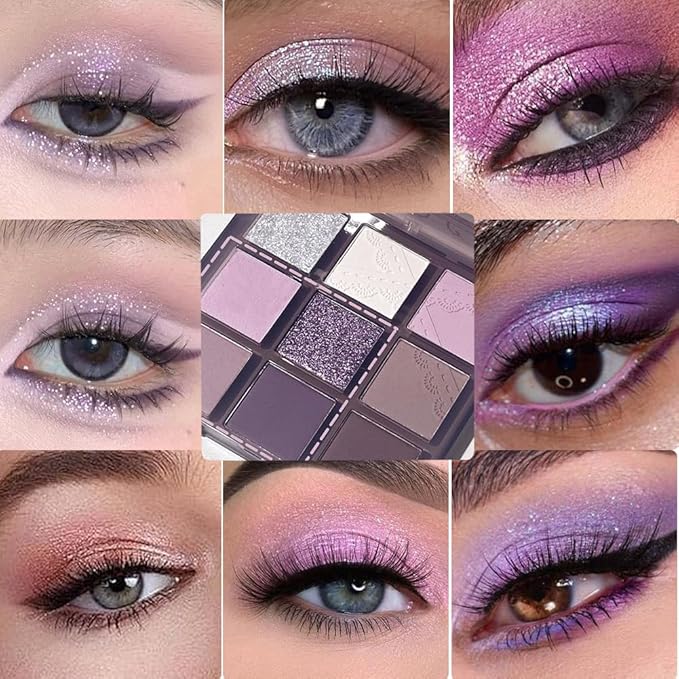 Purple Silver Eyeshadow Palette - Matte & Shimmer