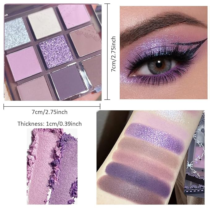 Purple Silver Eyeshadow Palette - Matte & Shimmer