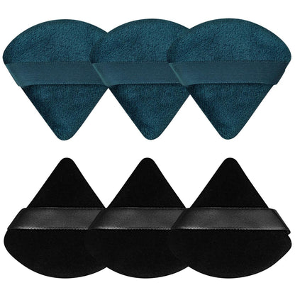 6 Pcs Powder Puff, Face Soft Triangle Makeup Puff Velour Makeup Sponge for Loose Powder (Black)