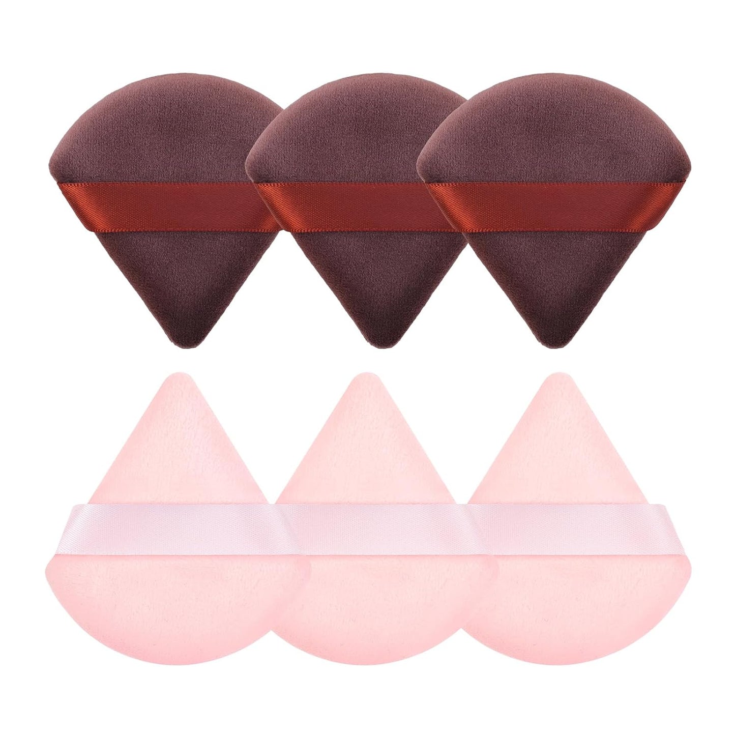 6 Pcs Powder Puff, Face Soft Triangle Makeup Puff Velour Makeup Sponge for Loose Powder (Black)