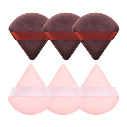 6 Pcs Powder Puff, Face Soft Triangle Makeup Puff Velour Makeup Sponge for Loose Powder (Black)