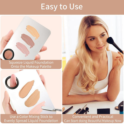 Stainless Steel Cosmetic Makeup Palette,Foundation Spatula,Makeup Mixing Foundation Nail Mixing Palette,Professional Cosmetic Mixing Makeup Palettes Spatula Makeup Artist Tool（1 Pcs）