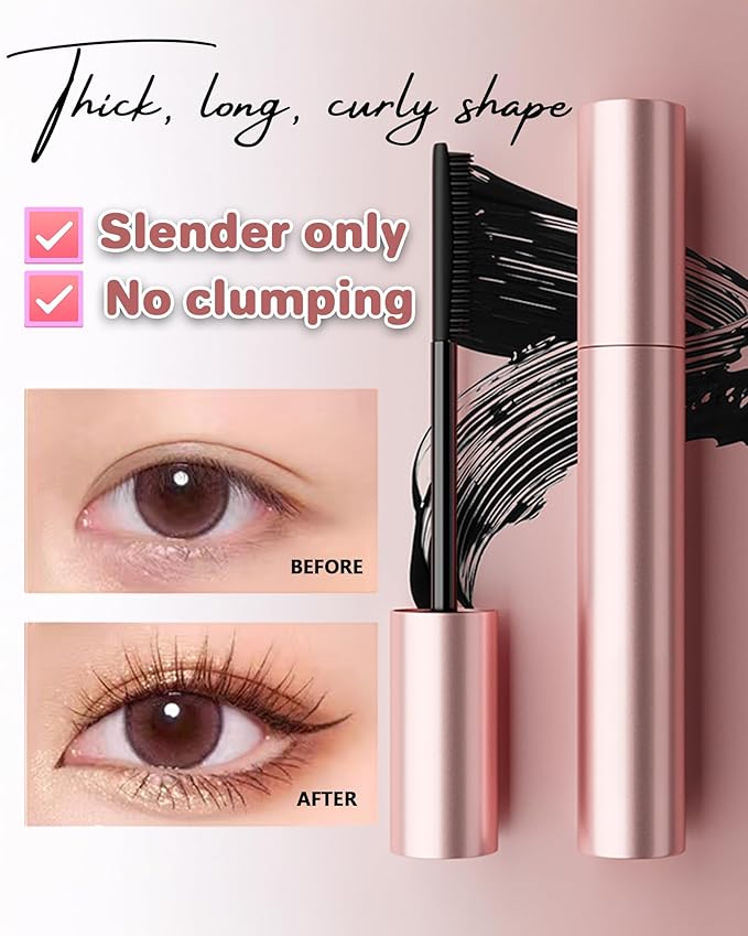 3D Curling Iron Wand Mascara - Volumizing Telescopic Mascara, Waterproof & Smudge-Proof, Liquid Lash Extensions Look, No Clumps, Flakes or Residue, Salon-Like Bold Lashes (2 black+lash curler)