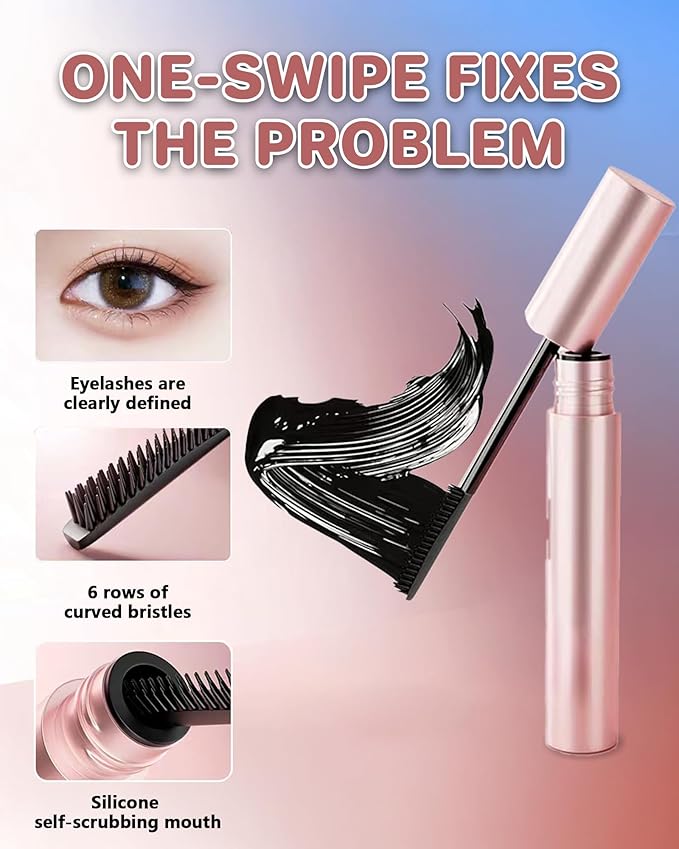 3D Curling Iron Wand Mascara - Volumizing Telescopic Mascara, Waterproof & Smudge-Proof, Liquid Lash Extensions Look, No Clumps, Flakes or Residue, Salon-Like Bold Lashes (2 black+lash curler)