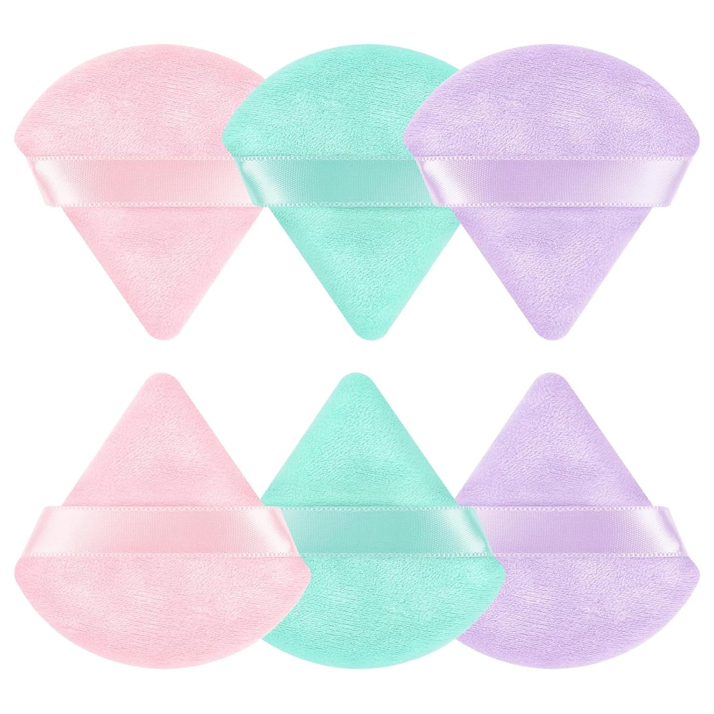 6 Pcs Powder Puff, Face Soft Triangle Makeup Puff Velour Makeup Sponge for Loose Powder (Black)