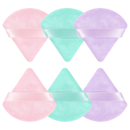 6 Pcs Powder Puff, Face Soft Triangle Makeup Puff Velour Makeup Sponge for Loose Powder (Black)