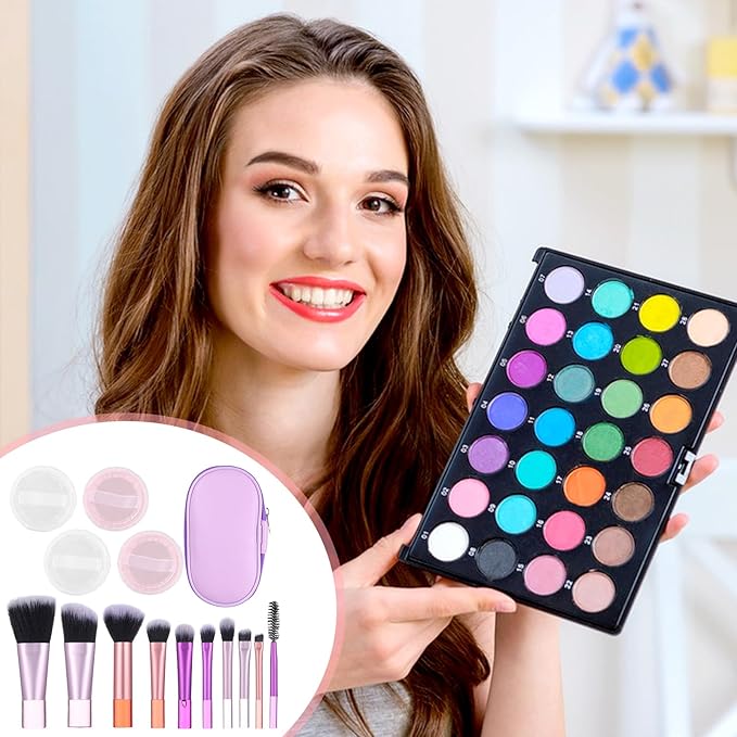 15-Piece Mini Travel Makeup Brush Set with Portable Pouch & Cosmetic Sponges for Face Eyes Lips, Soft Synthetic Hair Brushes Travel Essentials for Women