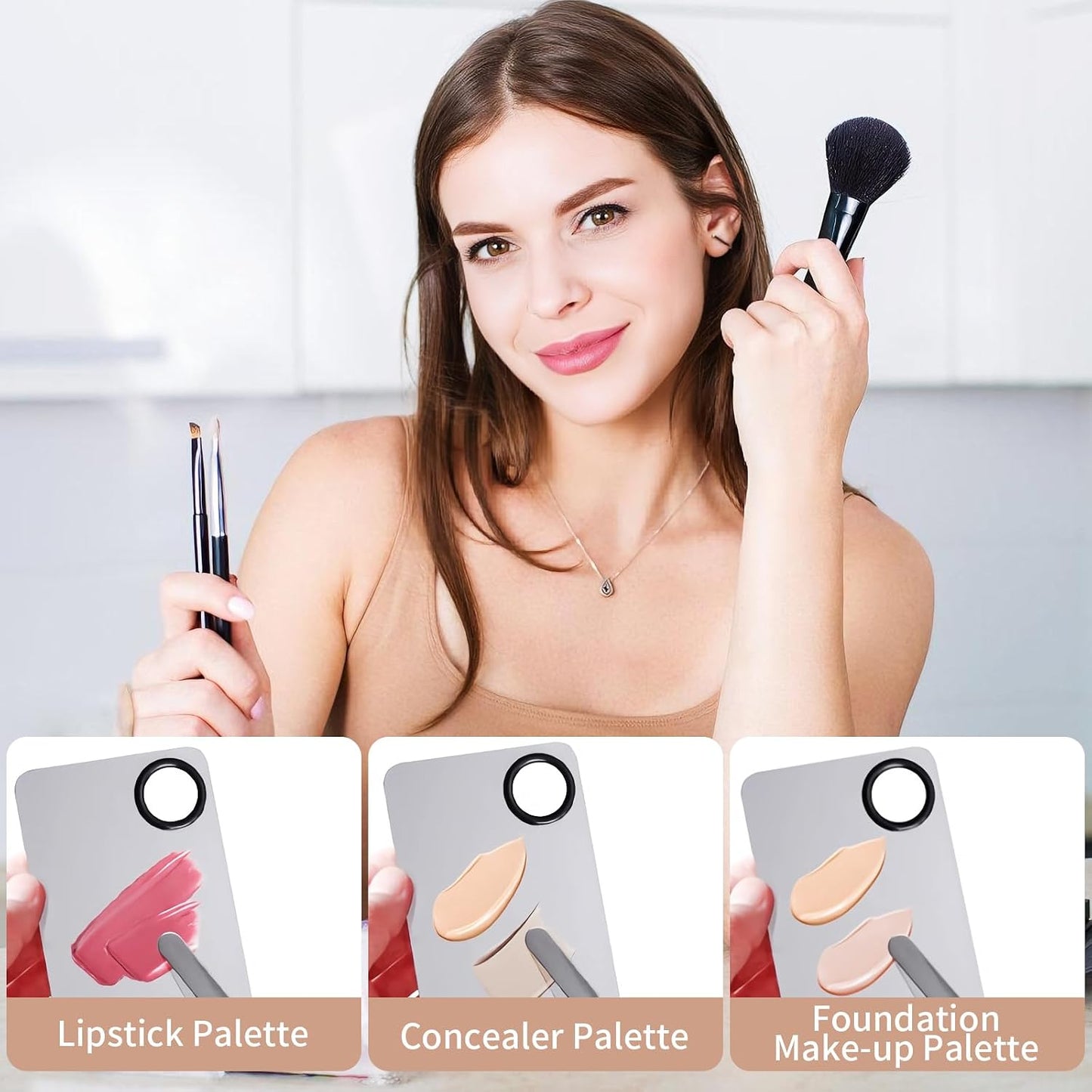 Stainless Steel Cosmetic Makeup Palette,Foundation Spatula,Makeup Mixing Foundation Nail Mixing Palette,Professional Cosmetic Mixing Makeup Palettes Spatula Makeup Artist Tool（1 Pcs）