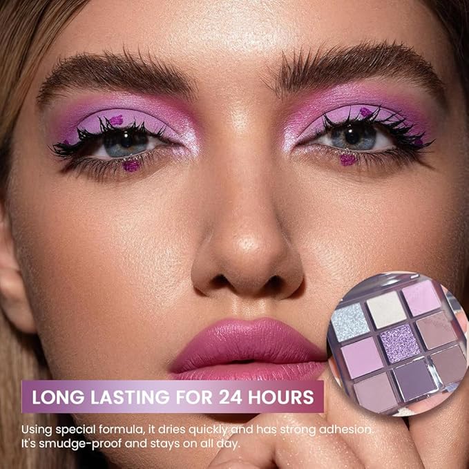 Purple Silver Eyeshadow Palette - Matte & Shimmer