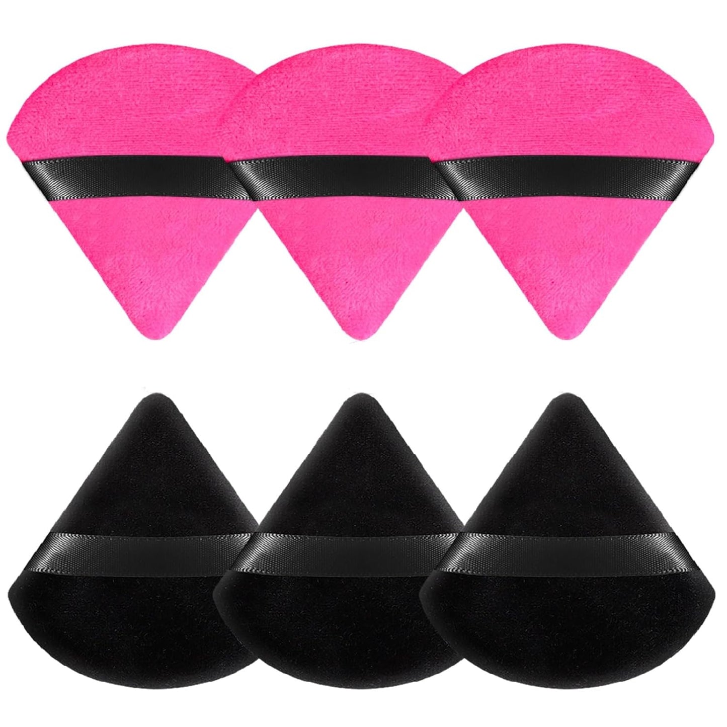 6 Pcs Powder Puff, Face Soft Triangle Makeup Puff Velour Makeup Sponge for Loose Powder (Black)