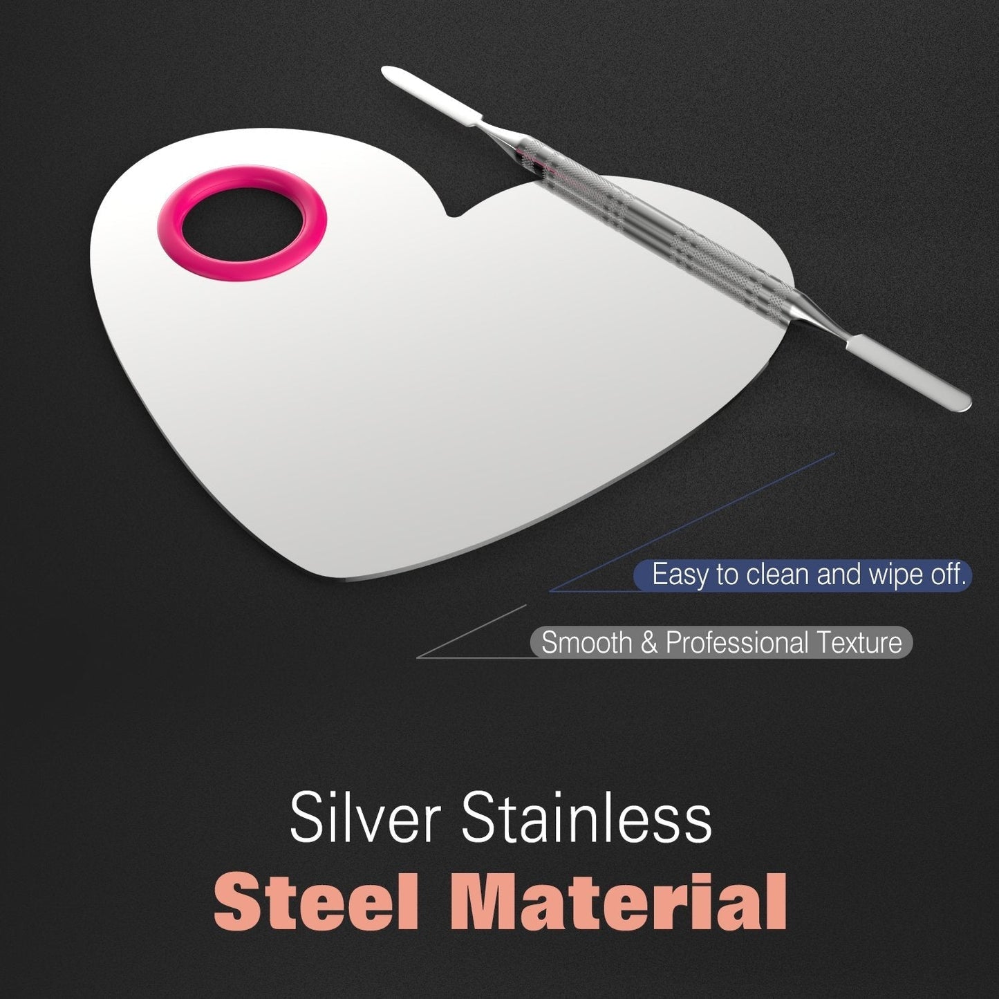Makeup Mixing Palette, Stainless Steel Cosmetics Makeup Palette Foundation Cream Mixing Blending Artist Tool Makeup Tools with Spatula for Eyeshadow, Lipsticks, Nail Art