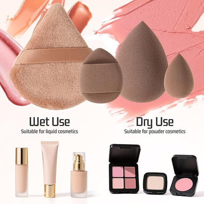 Makeup Brush Set for Foundation Concealer Eyeshadow and Travel, Include Make Up Brush, Sponge, 56PCS Brown