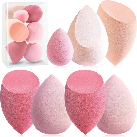 Makeup Sponge Set Foonbe Blender Sponges 7 Pcs for Liquid, Cream, and Powder, Latex Free, Multi colored Beauty Sponges with 1 Mini Sponge, Vegan & Cruelty-Free