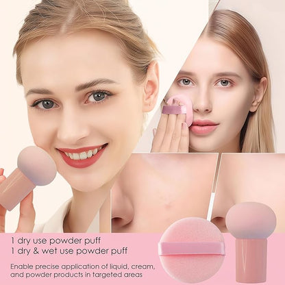 Pink Makeup Brush Set for Girls, Include 18 Pcs Makeup Brush & 12 Pcs Blending Sponge & Mirror Case, Nice for Learning Makeup